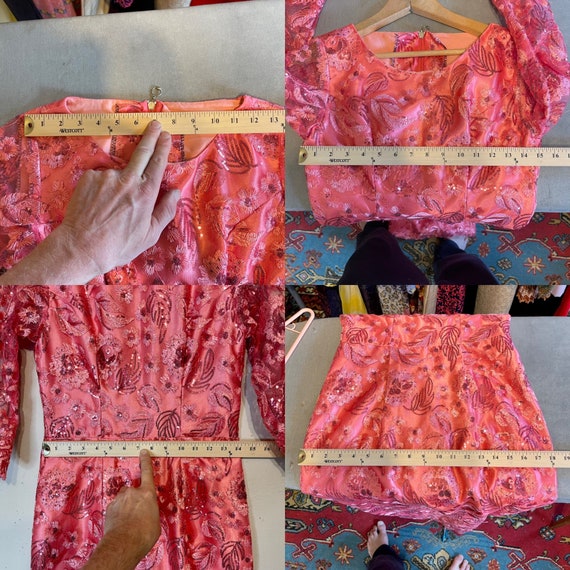 Vintage cranberry sequin beaded dress.  no labels… - image 7