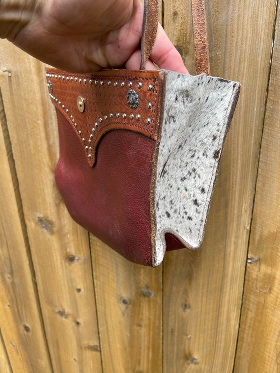 Vintage tooled leather handbag. leather including… - image 7