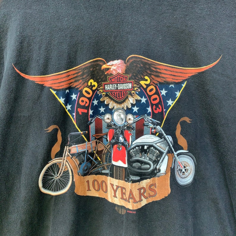 Harley brand large Worth Kansas City Mo made in USA vintage tshirt Anniversary 100 years tee shirt 100/% cotton graphic t shirt.