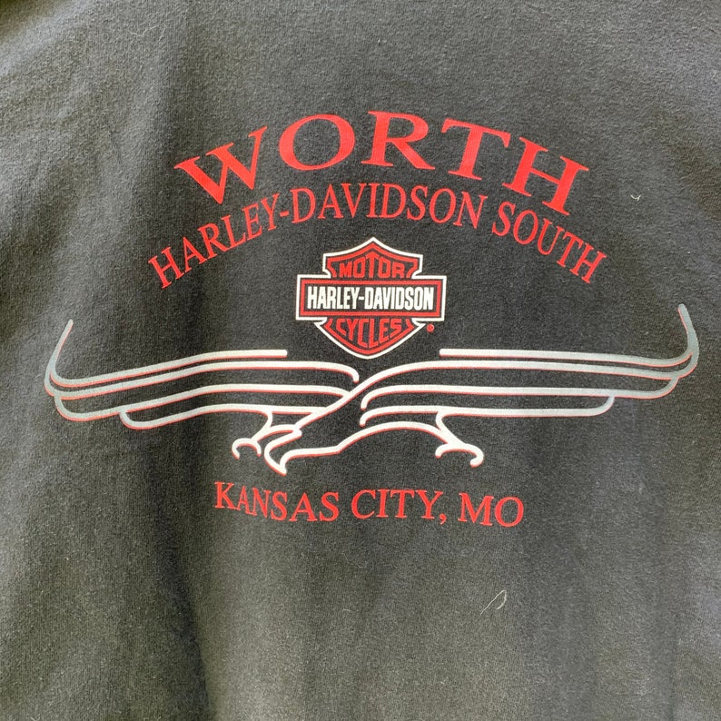 Harley brand large Worth Kansas City Mo made in USA vintage tshirt Anniversary 100 years tee shirt 100/% cotton graphic t shirt.