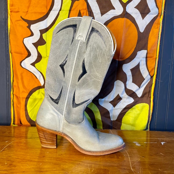 Double H vintage cowboy boots, made in USA size 6B bl… Gem