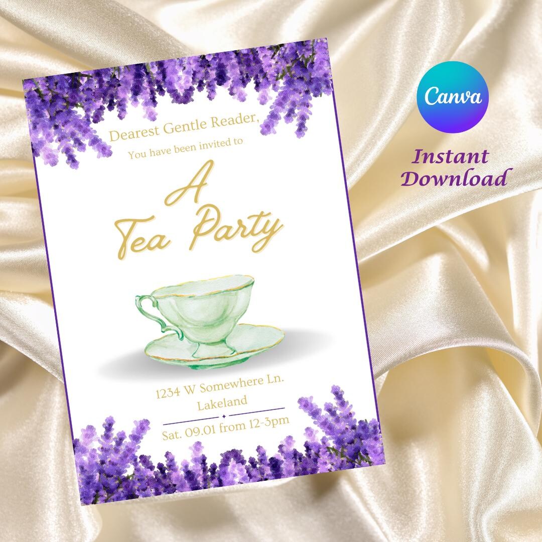 Editable Bridgerton Tea Party Invitation I Tea Party Digital Template ...