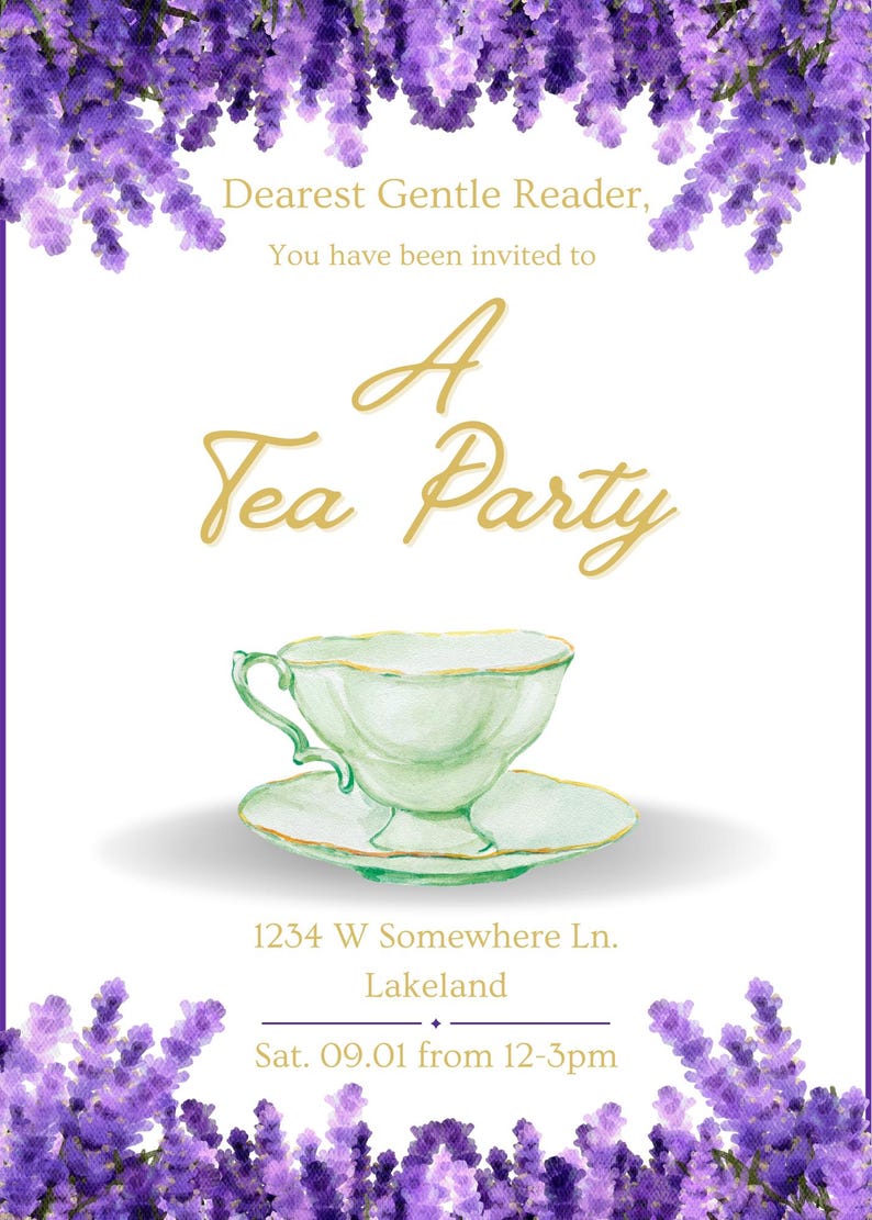 Editable Bridgerton Tea Party Invitation I Tea Party Digital Template ...