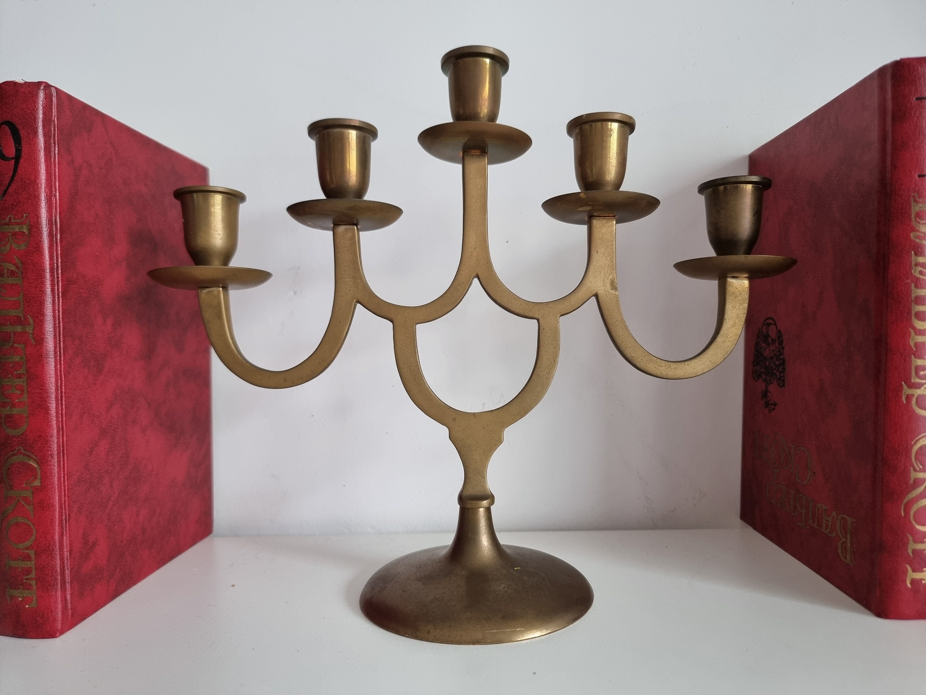 Candélabre 5 Bras En Aluminium Nickelé - 40 Cm - Pour Bougies Bâton - Mariage