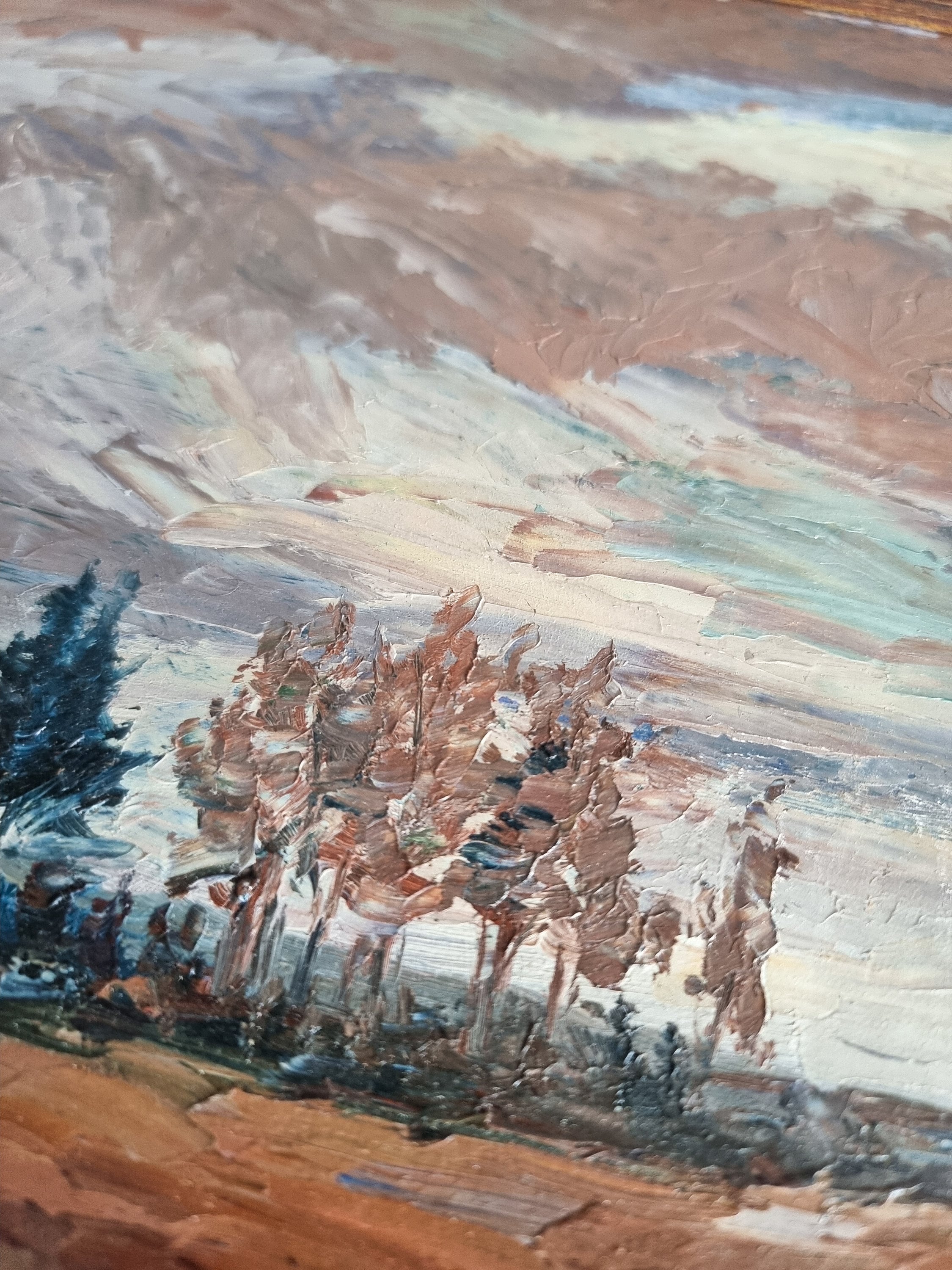 Vintage 1944 German Landscape Oil Painting – Expressionist Forest Scene ...