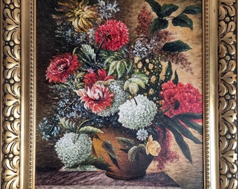 Floral Oil Painting, Signed X Fanclerl, Gold Frame (30x25.9 Inch)