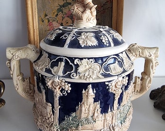 Vintage Duitse rumtopf keramische Bowlet Pot, handgemaakte wijn of rum krug