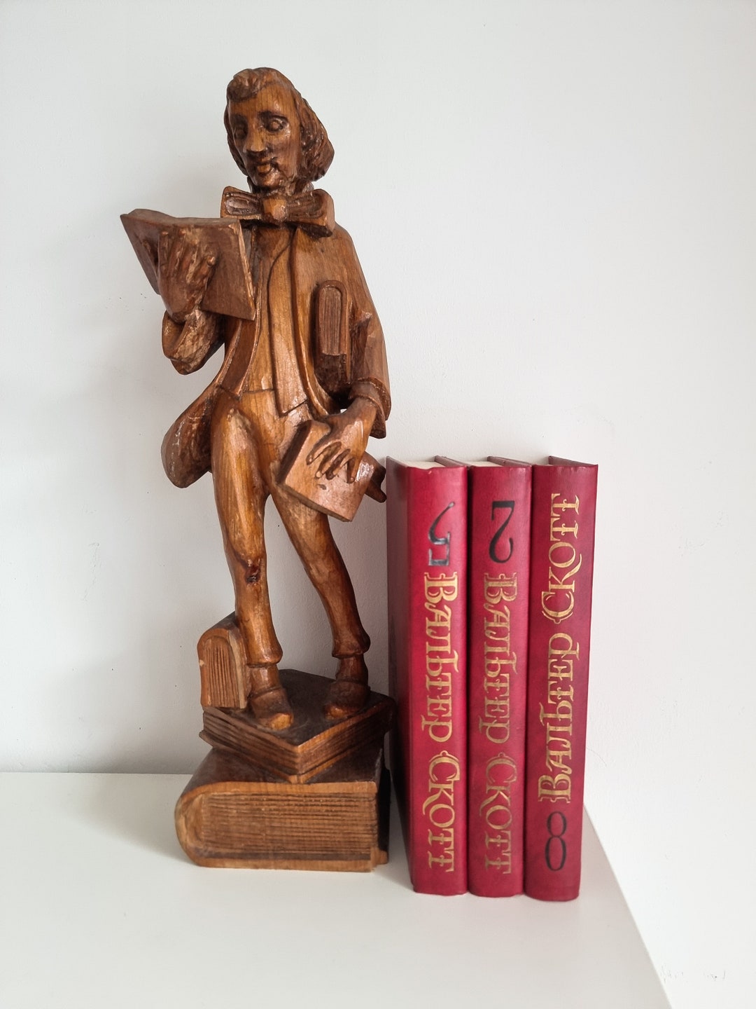 Vintage Carl Spitzweg Bookworm Reader Statue Figurine | Antique Scholar ...