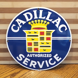 Letrero publicitario de Cadillac de acero y porcelana esmaltada [11,25 pulgadas]