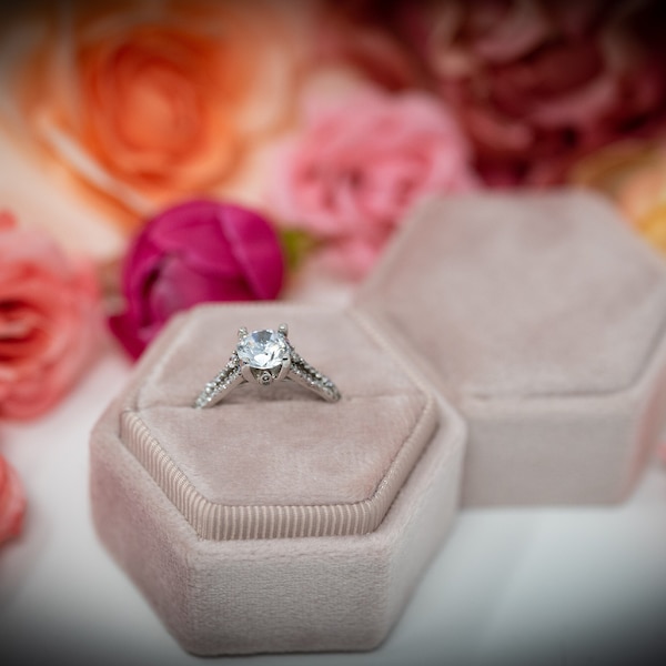 The Lux Box: Velvet Ring Box | Proposal | Wedding | Engagement | Photography | Hexagon | Single or Double Slots