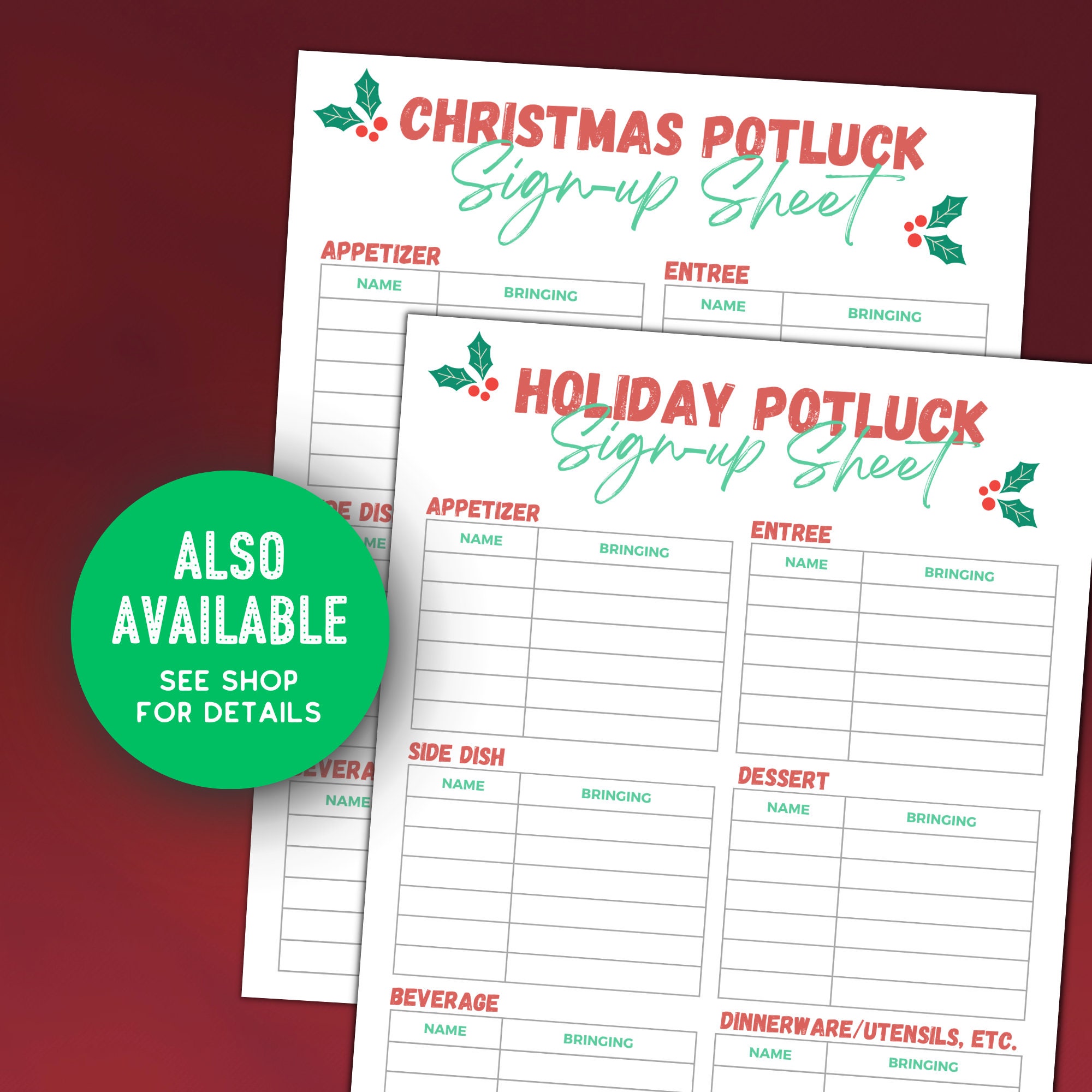 Secret Santa Sign up Sheet Fillable PDF Printable for Work, Family ...