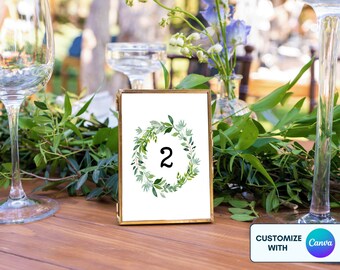 Editable Wedding Table Numbers Template, Table Number Signs, Modern Table Numbers, Rustic Table Numbers, Find Your Seat, Wedding Signage