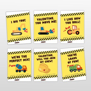Construction Valentine Printable Cards | Classroom Valentines | Valentine Exchange