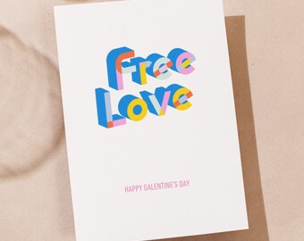 Printable Galentine's Day Card - Free Love / Galentines Day Gifts / Bestie Valentines Card