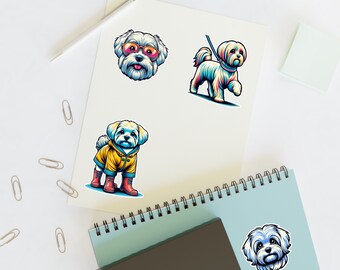 Vinyl Maltese Stickers, Holographic Water-Resistant Stickers, Puppy Stickers, Maltese Gift, Cute Dog Stickers, Dog Car Sticker, Car Decal