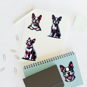 Boston Terrier pegatinas de vinilo resistentes al agua, regalos de Boston Terrier