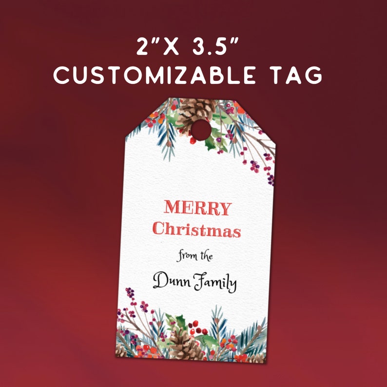 Printable Christmas Gift Tags Template Custom Christmas Etsy