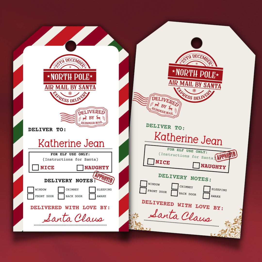 Editable Santa Gift Tags Template Authentic North Pole Air - Etsy