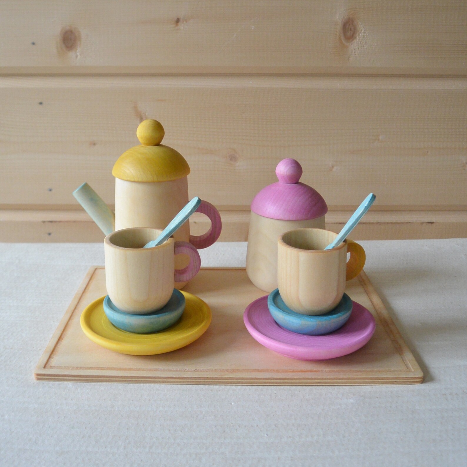 Dishes set Wooden tea set Large tea set Etsy