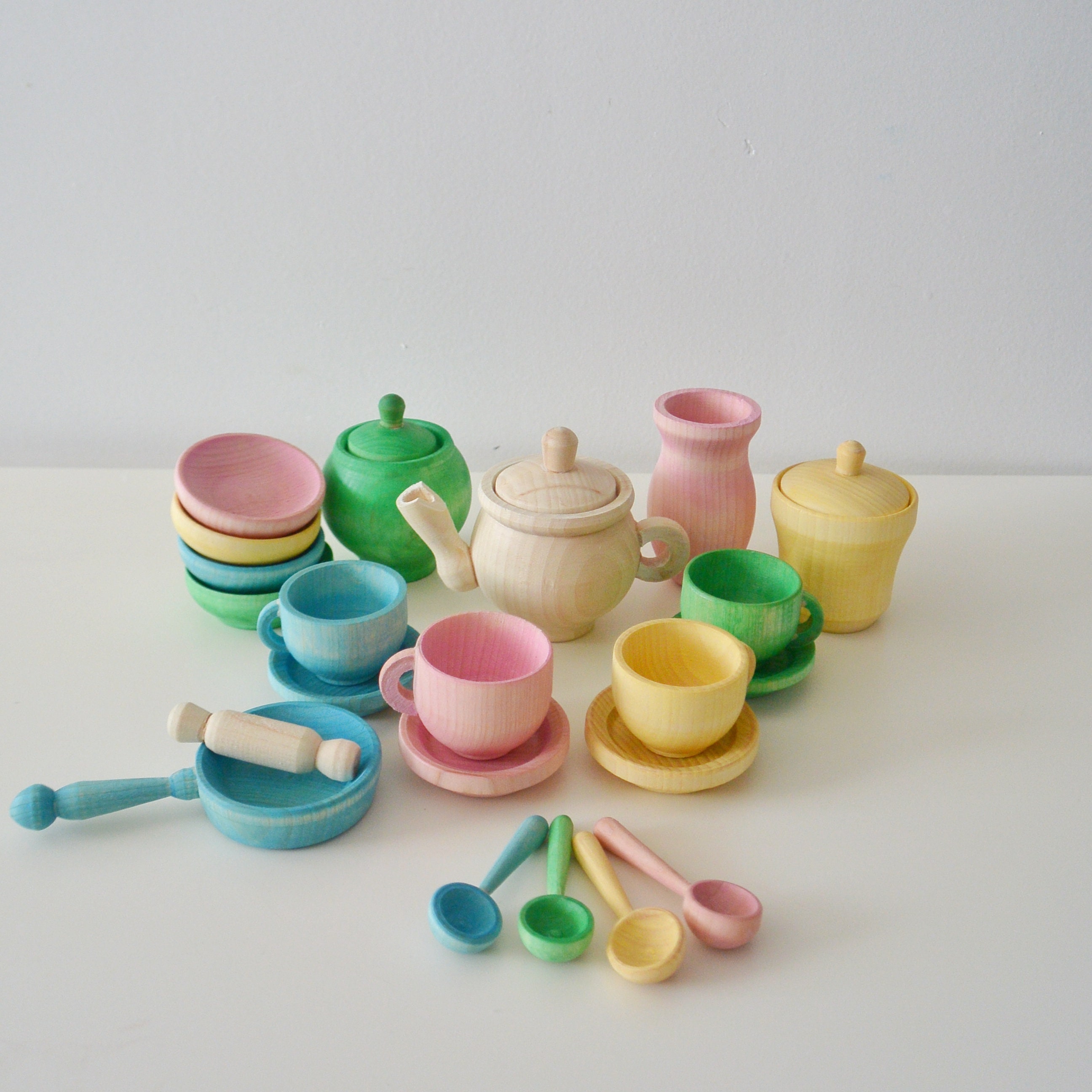 Dishes set Wood Toy Toy kitchen Pretend play Dishes Cookware | Etsy