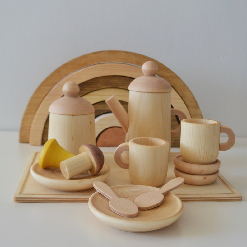 Dishes set Wooden tea set Tea set Large tea set Etsy