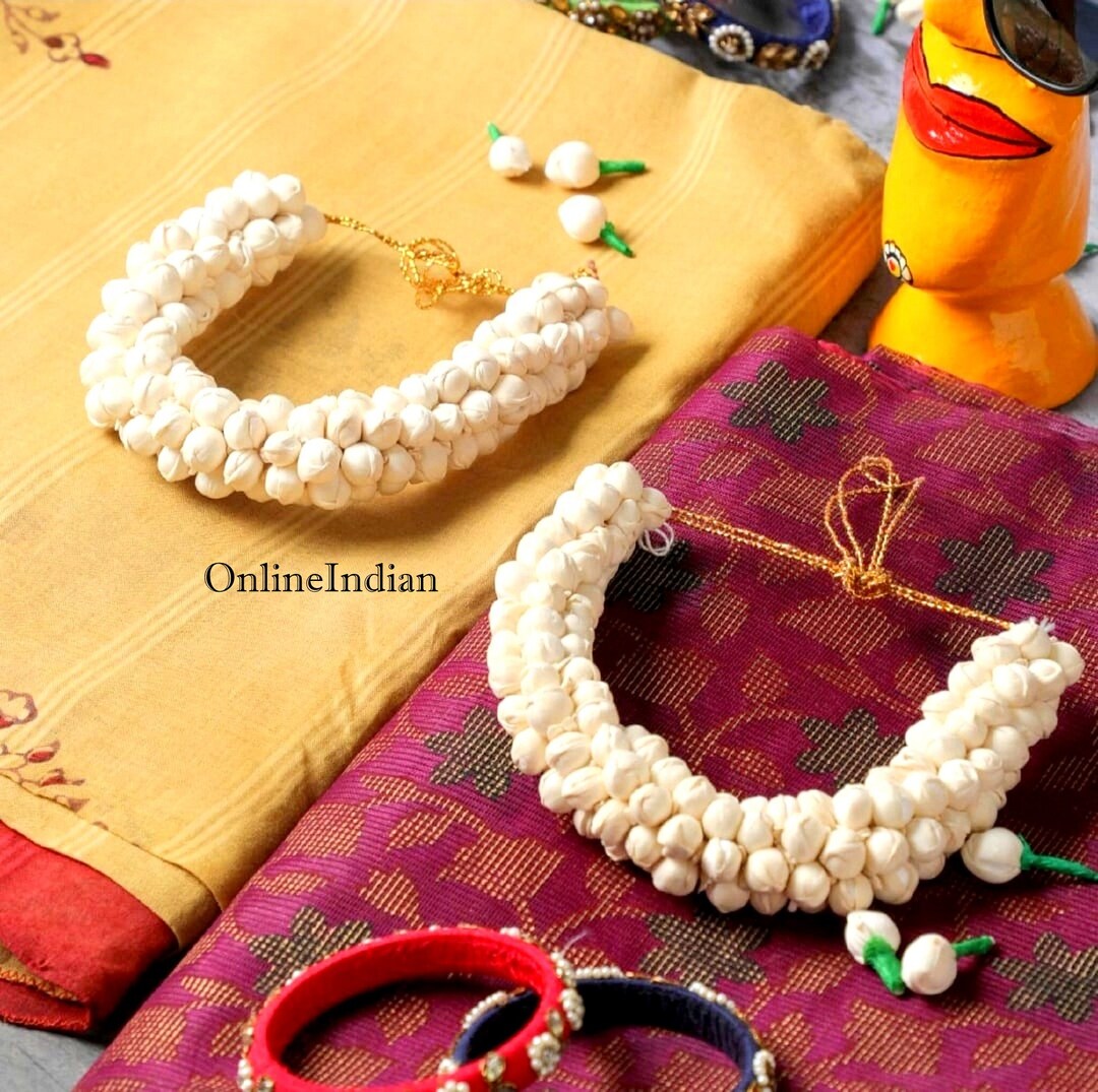 Bun Gajra Hair Accessory Made of Sola Flower Ideal for Wedding, Festive