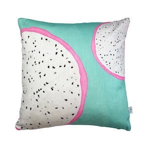 Luxury Handmade Dragon Fruit Cushion | Limited Edition Velvet Scatter Pillow | Tropical Home Decor | 100% Cotton-made in UK image 4