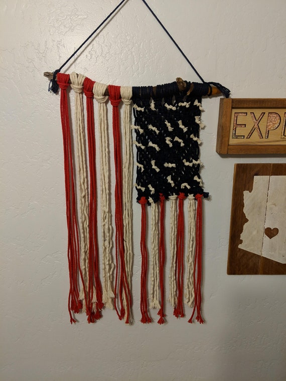 American Flag Macrame Wall Hanging Etsy