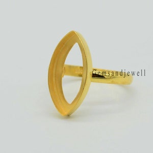 Gold plated over 925 sterling silver marquise bezel Blank cup ring setting 6x3mm to 24x12mm Open Back blank Bezel Deep 2mm, DIY Ring Supply