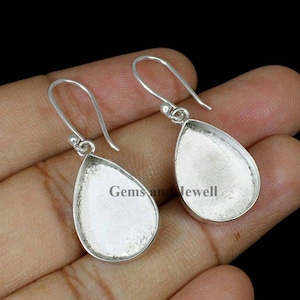 925 sterling silver pear bezel cup earring Blank collet, Tear Drop bezel cup for earring making, Diy ring jewelry, Earring for setting base