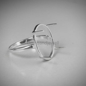 Oval Prong setting Bezel cup Ring, 925 sterling silver Bezel Ring, Cabochon 6x4mm - 30x20mm Setting Ring, Wholesale DIY jewelry supplies