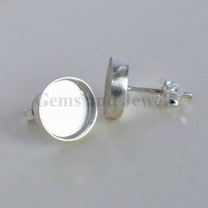 925 sterling silver round bezel cup blank Stud earring collet, 3mm - 30mm round gemstone bezel cup earring metal casting, stud Earring bezel