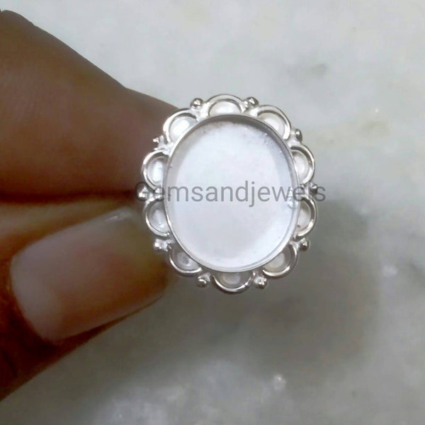Anello in argento sterling 925 con castone ovale, incastonatura cabochon, forniture per anelli fai da te, incastonatura di anelli con castone, lavorazione della resina
