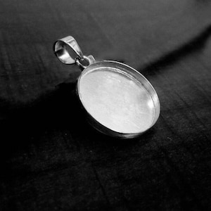 Colgante de copa con bisel ovalado en plata de ley 925, 4 x 6 mm - 30 x 40 mm, engaste de bisel ovalado, engaste para leche materna, engaste de colgante de collar