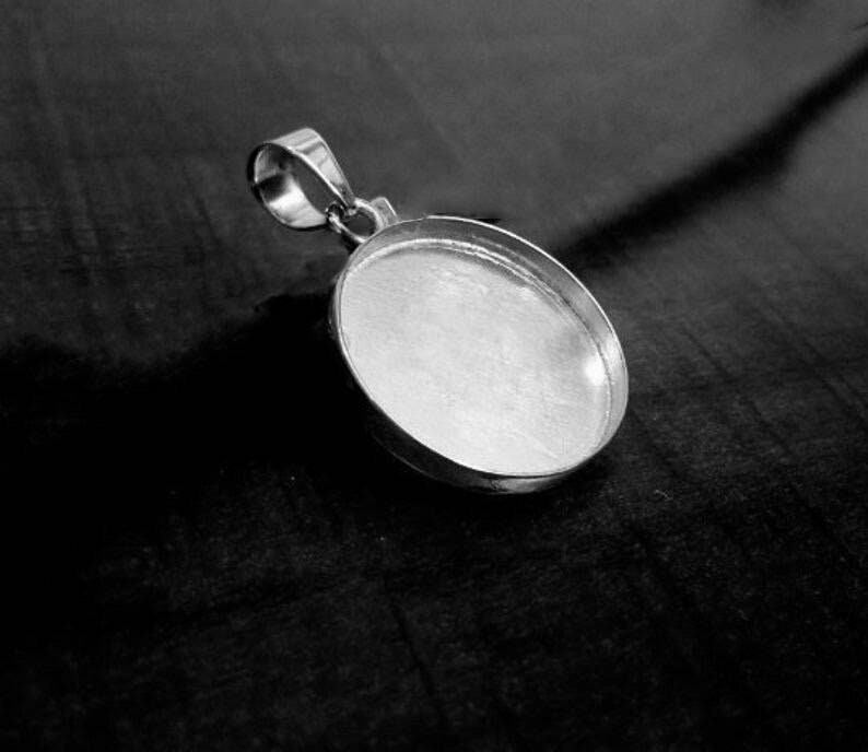 925 sterling silver Oval bezel cup blank Pendant collet, 4x6mm-30x40mm, Oval bezel Setting, Bezel for Breastmilk, Nacklace Pendant Setting