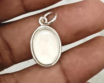 Oval bezel Pendant with plain wire, 925 Sterling Silver 4x4mm-25x25mm oval bezel cup pendant Setting, Bezel for Breastmilk, Pendant Setting