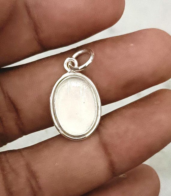 Oval bezel Pendant with plain wire, 925 Sterling Silver 4x4mm-25x25mm oval bezel cup pendant Setting, Bezel for Breastmilk, Pendant Setting