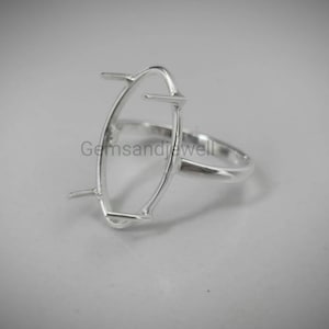 925 sterling silver marquise Prong bezel cup ring, cabochon Setting Bezel 6x3mm to 24x12mm gemstone blank bezel cup ring making DIY jewelry