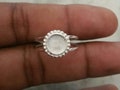 Double thin Band Round with Beaded Blank  bezel cup Ring 925 Sterling Silver, 3mm - 30mm , Resin Breast milk, Wholesale DIY Ring Supplies,