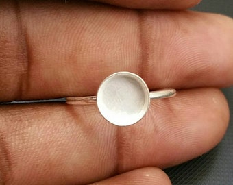 Anello con castone rotondo in argento sterling 925 con coppa vuota, anello con castone da 3 mm - 30 mm con pietra preziosa rotonda con coppa per incastonatura di gioielli, montatura in argento