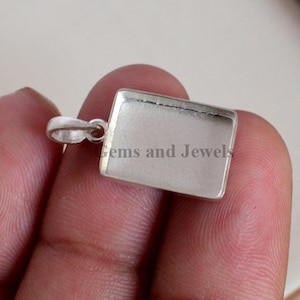 925 sterling silver rectangle bezel cup blank Pendant collet, 4x4mm-25x25mm, rectangle bezel Setting,  breastmilk DIY Jewelry Supply