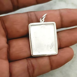 Ciondolo con castone rettangolare in argento 925 Starling, 4 x 4 mm - 25 x 25 mm, castone rettangolare, fornitura di gioielli fai da te, ciondolo con latte materno