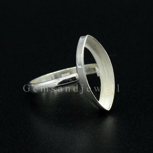 925 sterling silver marquise bezel cup ring, blank ring collet  size 6x3mm to 24x12mm, Open Back Bezel Cup Ring, bezel deep 2mm, Diy Rings