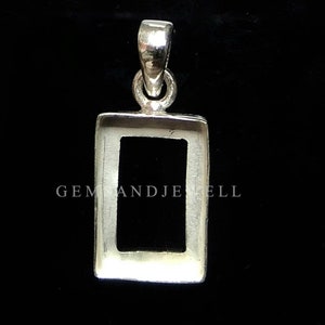 Castone rettangolare in argento sterling 925, castone per ciondolo vuoto, 4 x 4 mm - 25 x 25 mm, castone con pietre preziose per la creazione di gioielli con ciondolo, lato posteriore aperto