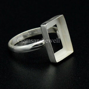 925 sterling silver Bezel cup, Open back rectangle bezel cup blank ring collet ring, 5x3mm - 25x20mm cabochon stone setting, Bezel Deep 2mm