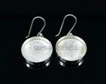925 sterling silver round bezel cup blank earring collet, 3mm - 30mm round gemstone bezel cup earrings, wholesale DIY Earring setting