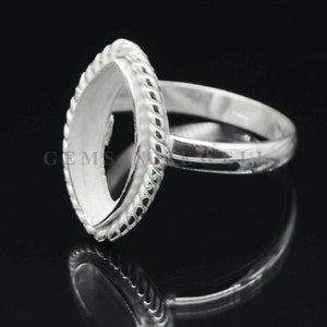 Marquise Bezel Ring Blank Rope Wire 925 Sterling Silver 6x3mm to 24x12mm, Resin Work, setting Holder Ring for marquise, Open Back, Deep 2mm