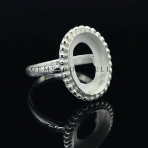 925 sterling silver oval blank ring collet beaded designer Ring setting  6x4mm - 30x20mm, Diy Jewelry open back bezel ring, bezel deep 2mm