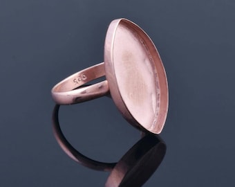 Anello a coppa con castone marquise placcato in oro rosa in argento sterling 925, anello vuoto con misura da 6x3mm a coppa con castone da 24x12mm per la realizzazione di anelli gioielli fai da te