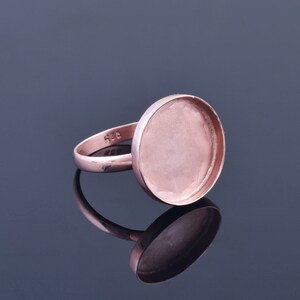 925 silver rose gold plated Cercle bezel cup ring, blank collet ring, 3mm - 30mm round shape gemstone bezel cup for ring making